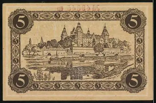 Notgeld Aschaffenburg, 5 Mark, Stadtsiegel und Schloss-Abbildung, Nr. 49645