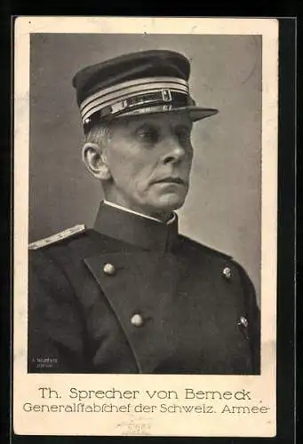 AK Portrait Th. Sprecher von Berneck, Generalfeldstabs'chef der Schweiz. Armee