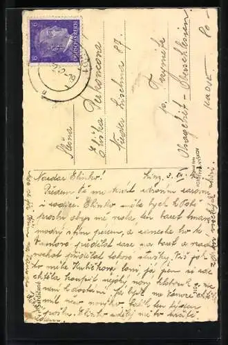 AK Ein junges tschechischer Paar in Tracht