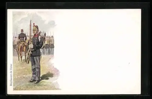 Künstler-AK Regiment de ligne, belgischer Soldat