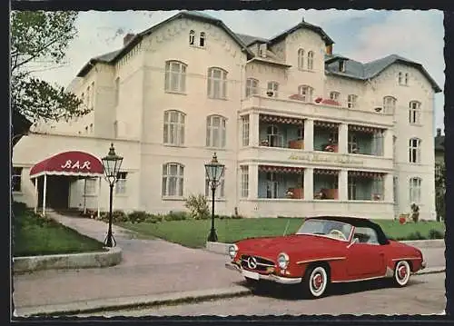 AK Westerland /Sylt, Hotel Stadt Hamburg, Auto Mercedes 190 SL