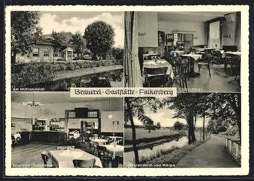 AK Falkenberg / Bremen, Brauerei-Gaststätte Falkenberg, Am Mühlendeich, Clubzimmer