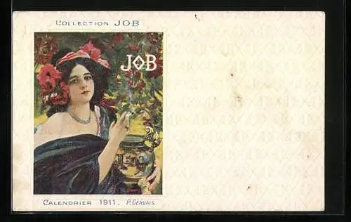 Künstler-AK Reklame für JOB-Zigaretten, Jugendstil