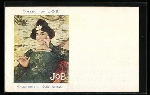 Künstler-AK Reklame für JOB-Zigaretten, Jugendstil