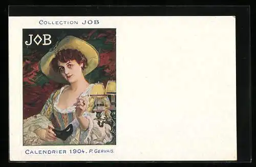 AK Collection JOB, Calendrier 1904, Frau raucht eine Zigarette, Jugendstil