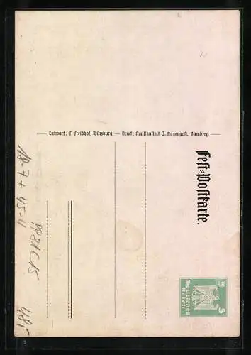 Künstler-AK Ganzsache PP81C15: Bamberg, 16. Bayerisches Landesturnfest 1926, Turner mit Bayerischer Fahne