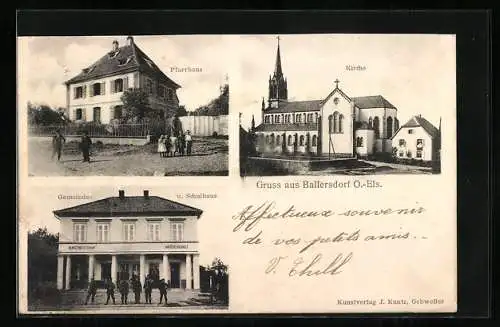 AK Ballersdorf, Pfarrhaus, Kirche, Gemeinde & Schulhaus