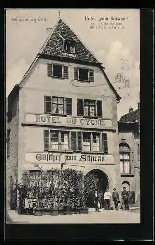 AK Weissenburg i. Els., Hotel zum Schwan, Inh. Valentin Vix