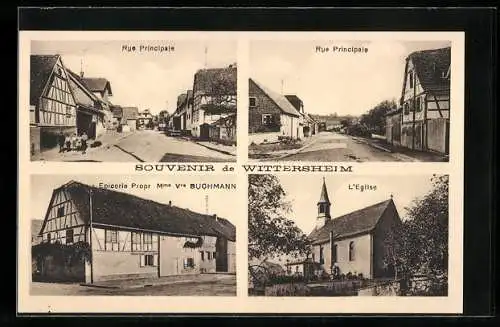 AK Wittersheim, Epicerie Porpr. Mme. Buchmann, Rue Principale, L`Eglise