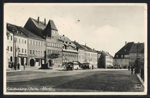 AK Frankenberg i. Sachs., Markt mit Geschäften