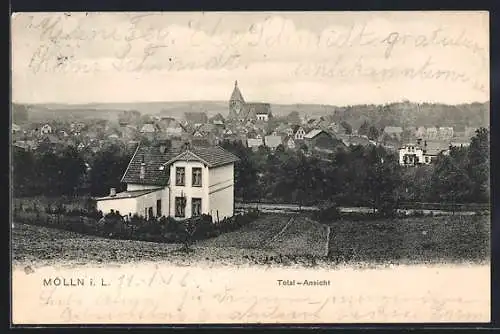 AK Mölln i. L., Totalansicht mit Kirche