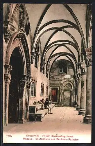 AK Dubrovnik /Ragusa, Trijem Knezevskog dvora, Säulenhalle des Rectoren-Palastes