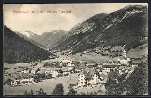 AK Gossensass am Brenner, Ortsansicht mit dem Pflerschtal