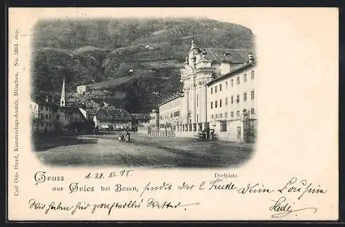 AK Gries bei Bozen, Partie auf dem Dorfplatz