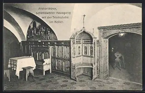 AK Sterzing, Central-Hotel Alte Post, Historischer, sehenswerter Hausgang mit der Trinkstube im Keller