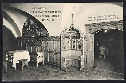 AK Sterzing, Central-Hotel Alte Post, Historischer, sehenswerter Hausgang mit der Trinkstube im Keller