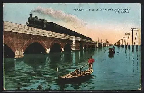AK Venezia, Ponte della Ferrovia sulla Laguna, Zug
