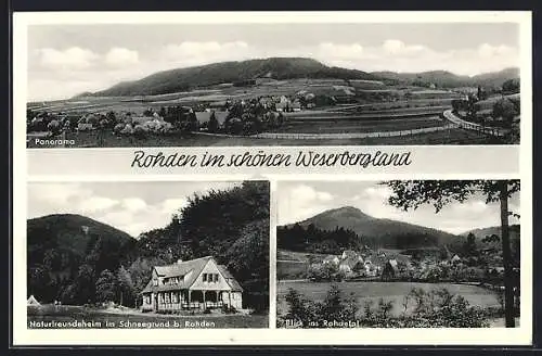 AK Rohden, Panoramaansicht, Naturfreundeheim im Schneegrund, Blick ins Rohdetal