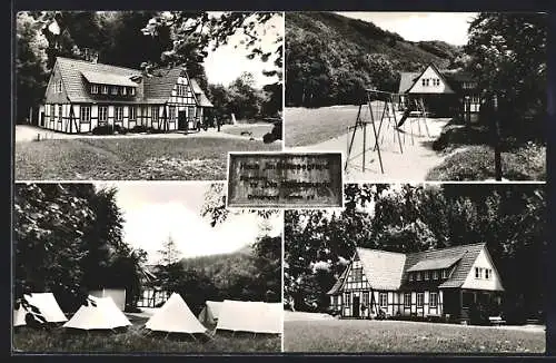 AK Rohden /Rinteln, Naturfreundehaus Schneegrund, mit Zeltlager