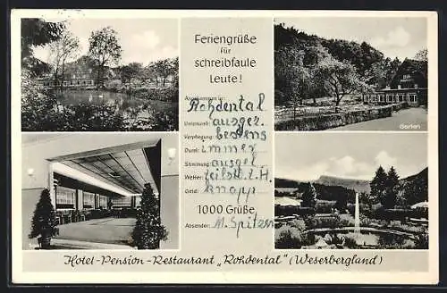 AK Rohdental /Hess. Oldendorf, Hotel-Pension Rohdental E. Kallmeyer, mit Teich