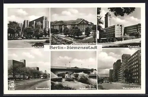 AK Berlin-Siemensstadt, Schaltwerk, Verwaltungsgebäude, Wernerwerk, Siemensdamm, Rohrdammbrücke, Wernerwerkdamm