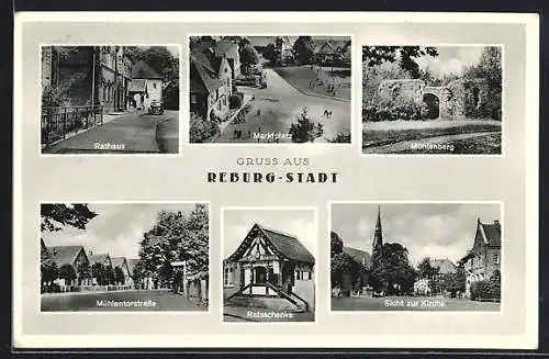 AK Rehburg, Rathaus, Marktplatz, Mühlenberg, Gasthaus Ratsschenke