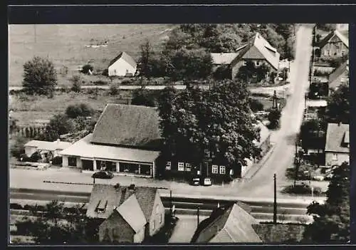 AK Langendamm-Nienburg / Weser, Henking-Terrassenrestaurant aus der Vogelschau