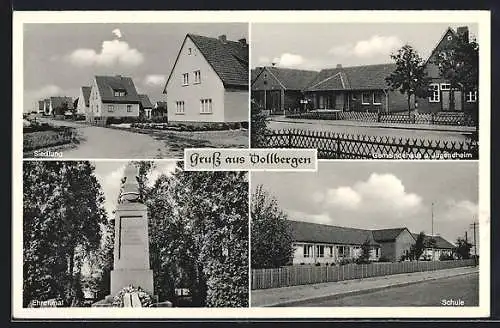 AK Dollbergen, Wohnsiedlung, Gemeindehaus und Jugendheim, Ehrenmal, Schule