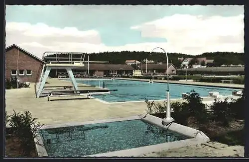 AK Rödinghausen am Wiehengebirge, Blick auf Schwimmbad