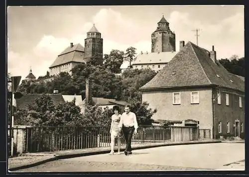 AK Eilenburg, Blick vom Mühlplatz zur Sorbenburg