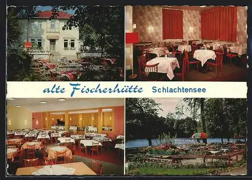 AK Berlin-Schlachtensee, Restaurant Alte Fischerhütte, Aussen- u. Innenansichten, Bes. G. Zimmer