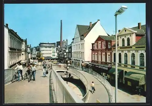 AK Peine, Bahnhofstrasse mit Fussgängerüberführung