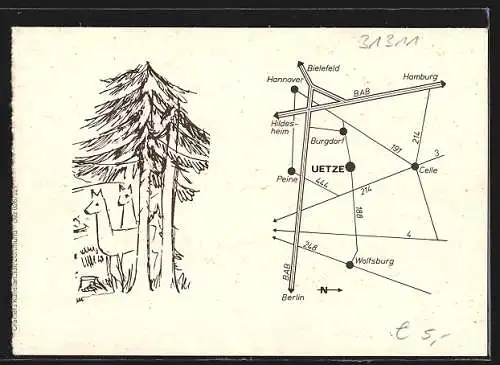 AK Uetze /Hann., Das Hotel Zum neuen Garten, Innenansichten, aus Leporello