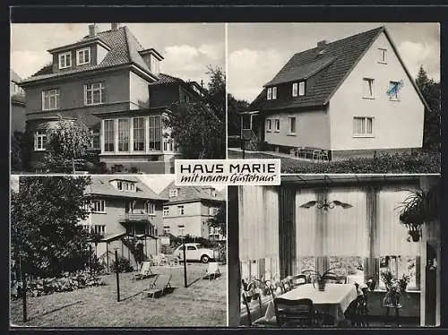 AK Bad Nenndorf, Die Pension Haus Marie mit Innen- und Gartenansicht, Hindenburgstr. 9