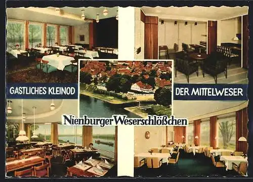 AK Nienburg /Weser, Das Gasthaus Nienburger Weserschlösschen, Innenansichten, Inh. Wilko Heissenberg