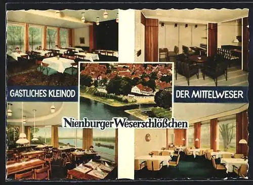 AK Nienburg /Weser, Das Gasthaus Nienburger Weserschlösschen, Innenansichten, Inh. Wilko Heissenberg