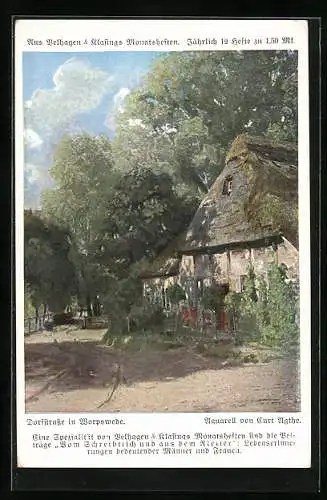 Künstler-AK sign. Curt Agthe: Worpswede, altes Haus in der Dorfstrasse