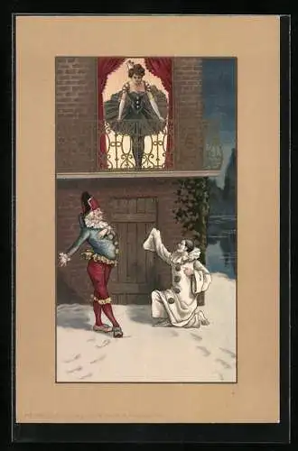 AK Pierrot macht Dame den Hof