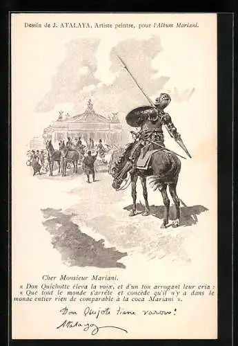 Künstler-AK Don Quichotte, Reklame für Mariani-Wein