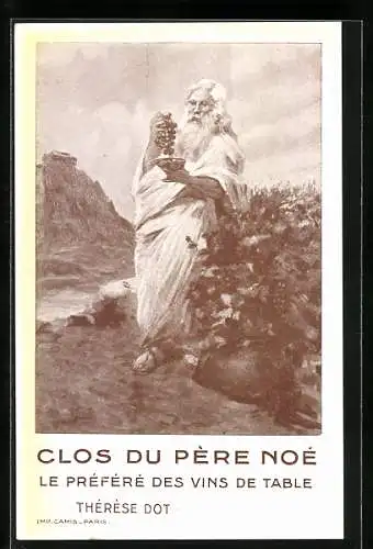 Künstler-AK Reklame für Clos du Père Noé, Wein