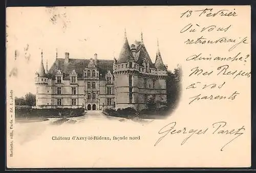 AK Azay-le-Rideau, Chateau, facade nord