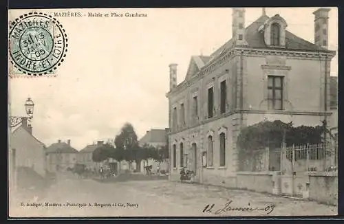 AK Mazières /I.-et-L., Mairie et Place Gambetta