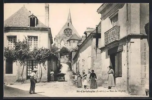 AK Saint-Christophe /I.-et-L., Rue de l`Eglise