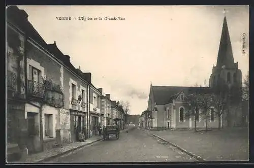 AK Veigne, L`Eglise et la Grande Rue