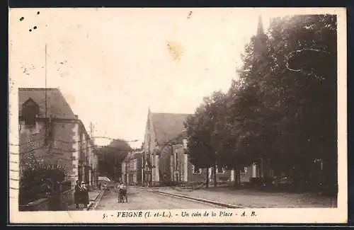 AK Veigné /I.-et-L., Un coin de la Place