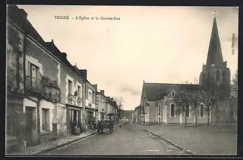 AK Veigne, L`Eglise et la Grande Rue