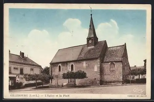 AK Villebourg /I.-et-L., L`Eglise et la Place