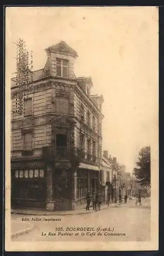 AK Bourgueil /I.-et-L., La Rue Pasteur et le Café du Commerce