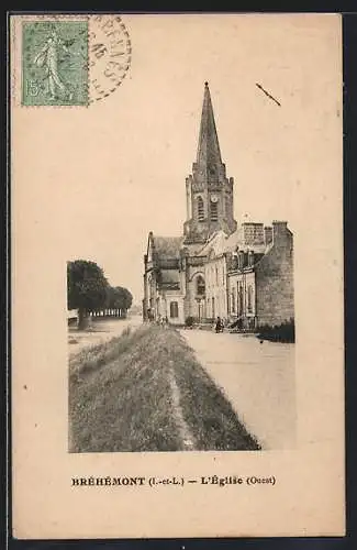 AK Bréhémont /I.-et-L., L`Église, Ouest