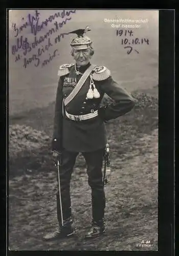 AK Generalfeldmarschall Graf Haeseler in Uniform im Felde